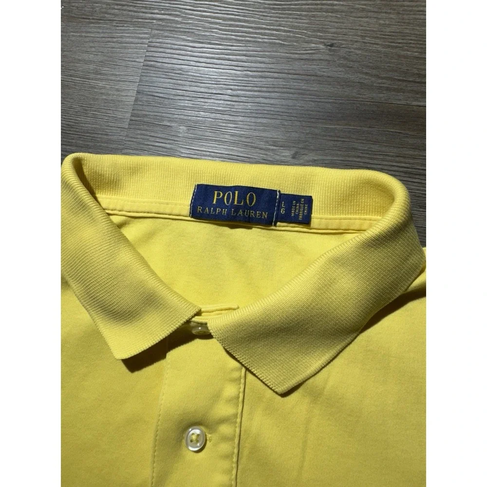 Polo Ralph Lauren Custom Fit Yellow Polo Shirt Men L Pony Logo Cotton